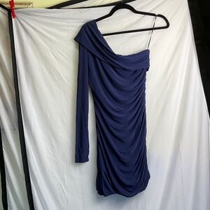 Quiz One-Shoulder Blue Mini Dress